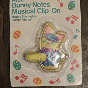 Vintage AVON Bunny Notes MUSICAL CLIP-ON Bonnie Yellow RABBIT Sealed TOY NIP
